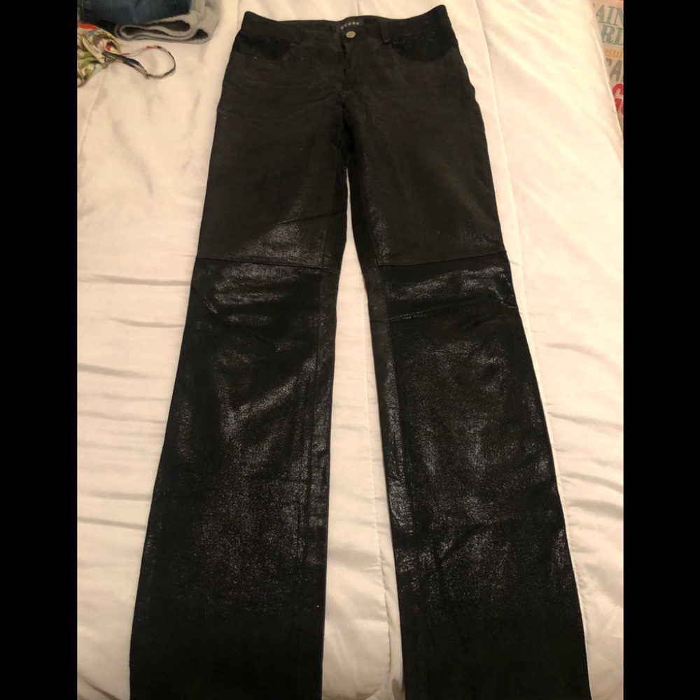 🖤100% genuine leather/polyester Guess pants🖤